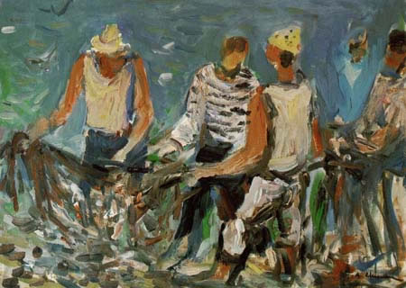 Tirando "a rezza", 1977, olio su tela, cm 50x70, Napoli, collezione privata